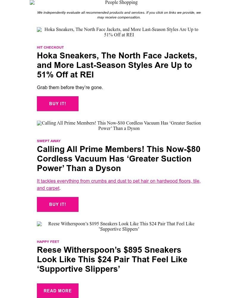 Screenshot of email sent to a People Newsletter subscriber