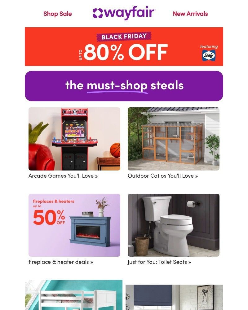 Screenshot of email sent to a Wayfair Newsletter subscriber