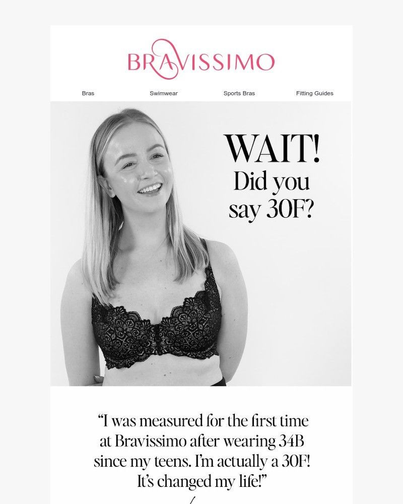 Screenshot of email sent to a Bravissimo Newsletter subscriber