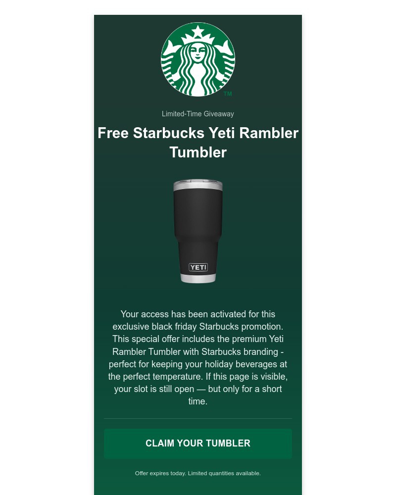 Screenshot of email with subject /media/emails/you-have-won-a-free-yeti-rambler-tumbler-0e9673-cropped-220235d5.jpg