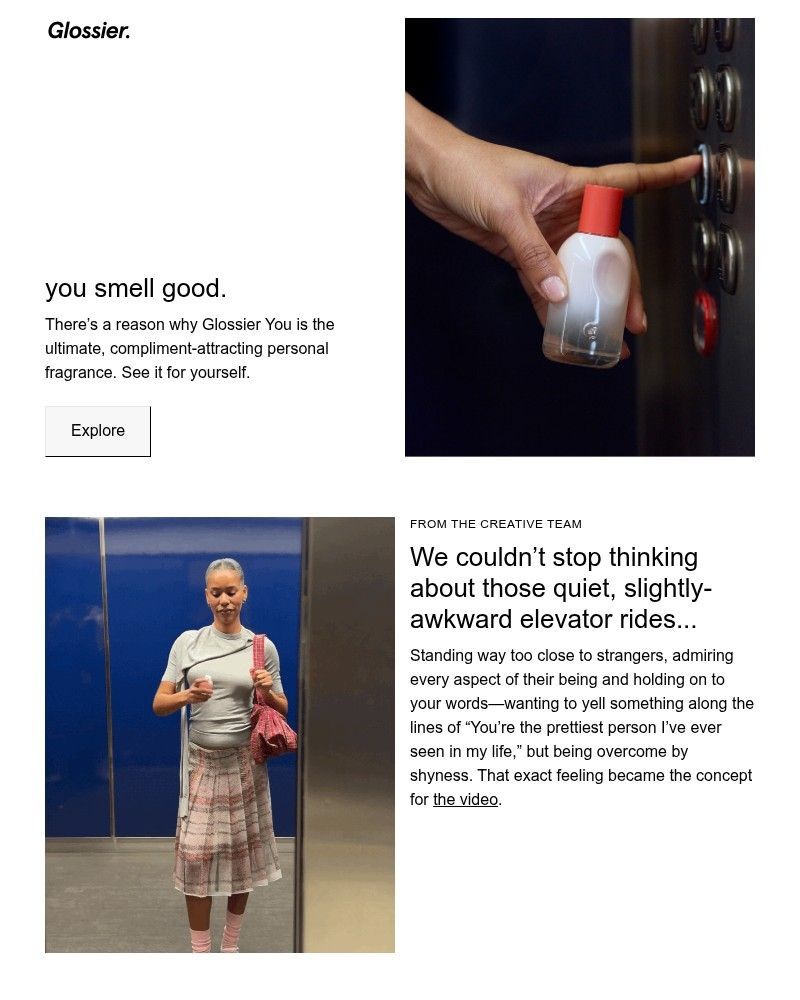 Screenshot of email sent to a Glossier Newsletter subscriber