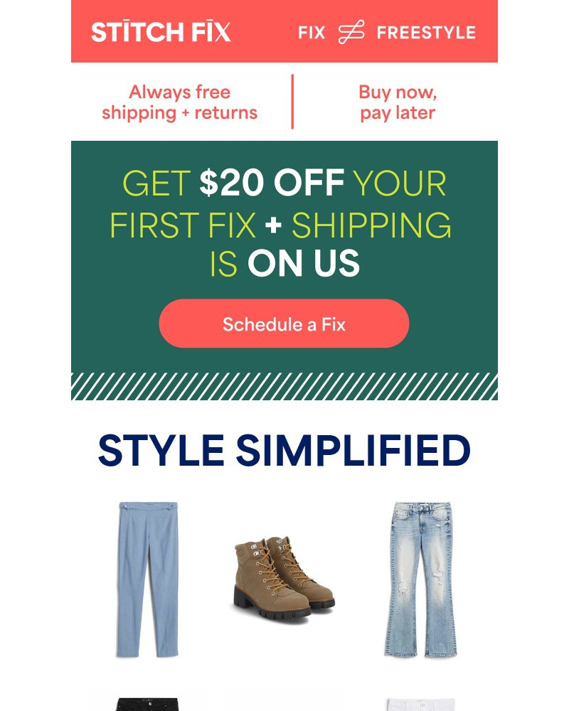 Screenshot of email sent to a Stitch Fix Cart abandoner