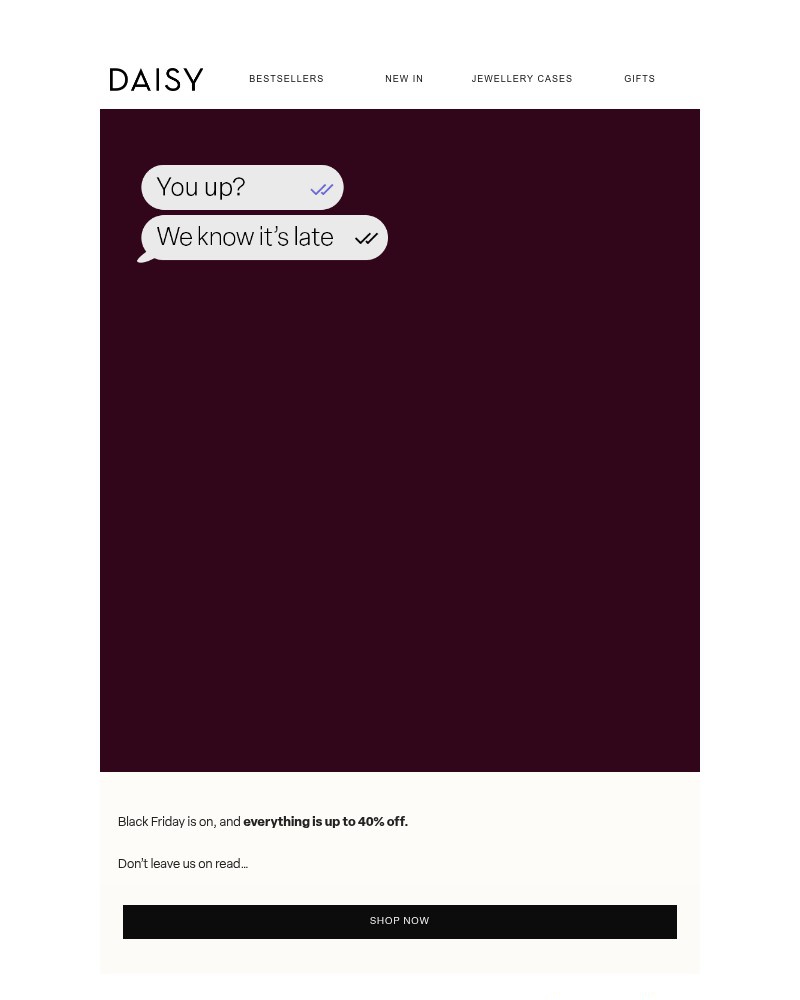 Screenshot of email sent to a Daisy Jewellery Cart abandoner