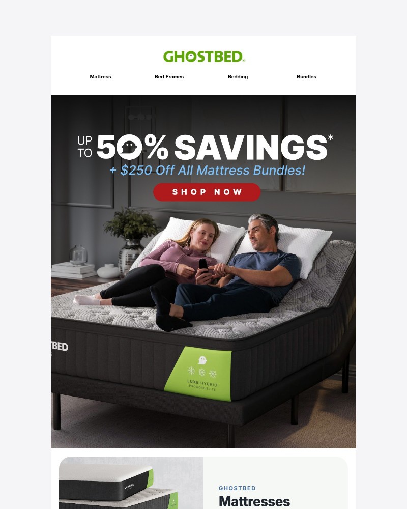 Screenshot of email sent to a Ghost Bed Newsletter subscriber