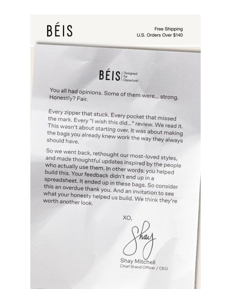 Screenshot of email sent to a Beis Newsletter subscriber