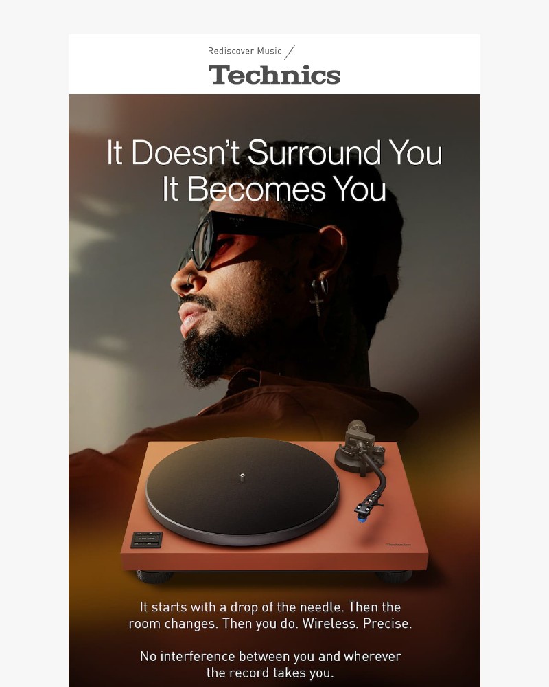 Screenshot of email sent to a Technics Newsletter subscriber
