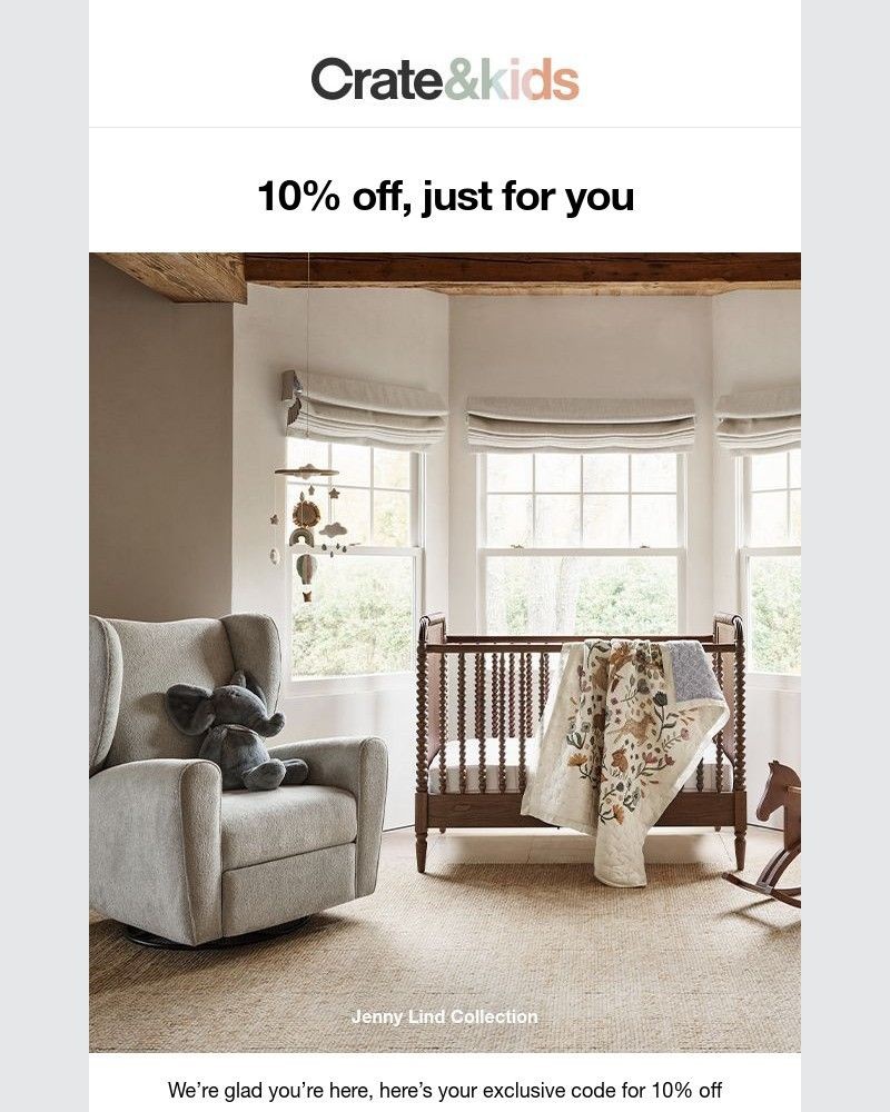 Screenshot of email sent to a Crate & Barrel Newsletter subscriber