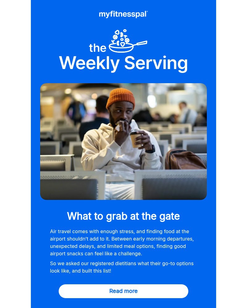 Screenshot of email sent to a MyFitnessPal Registered user