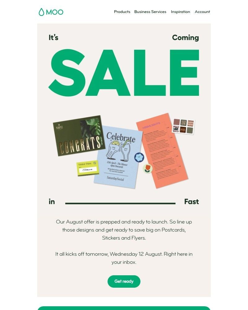 Screenshot of email sent to a Moo Newsletter subscriber