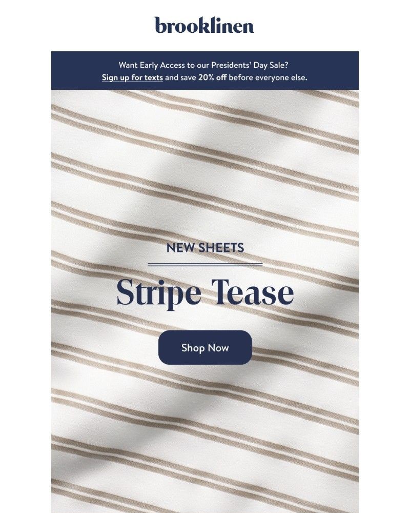 Screenshot of email sent to a Brooklinen Newsletter subscriber