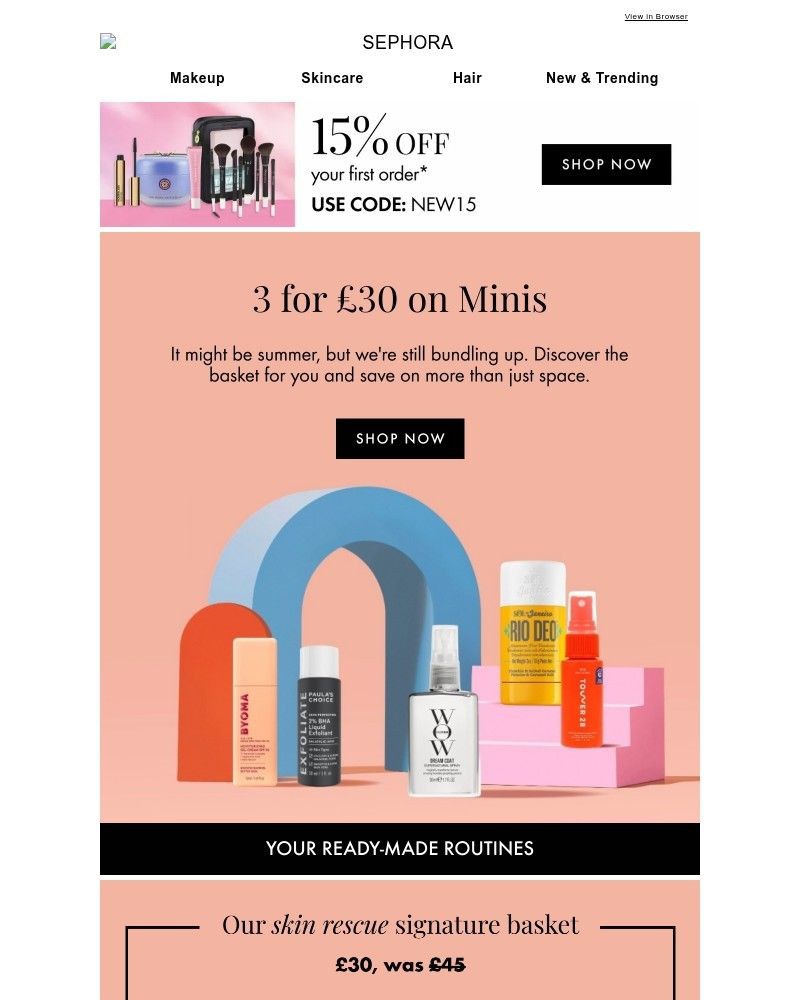 Screenshot of email sent to a Feelunique Newsletter subscriber
