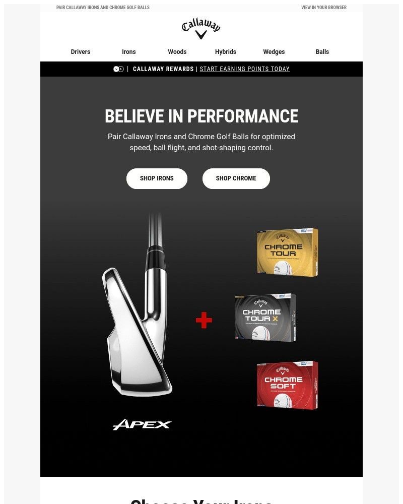 Screenshot of email sent to a Callaway Golf Newsletter subscriber