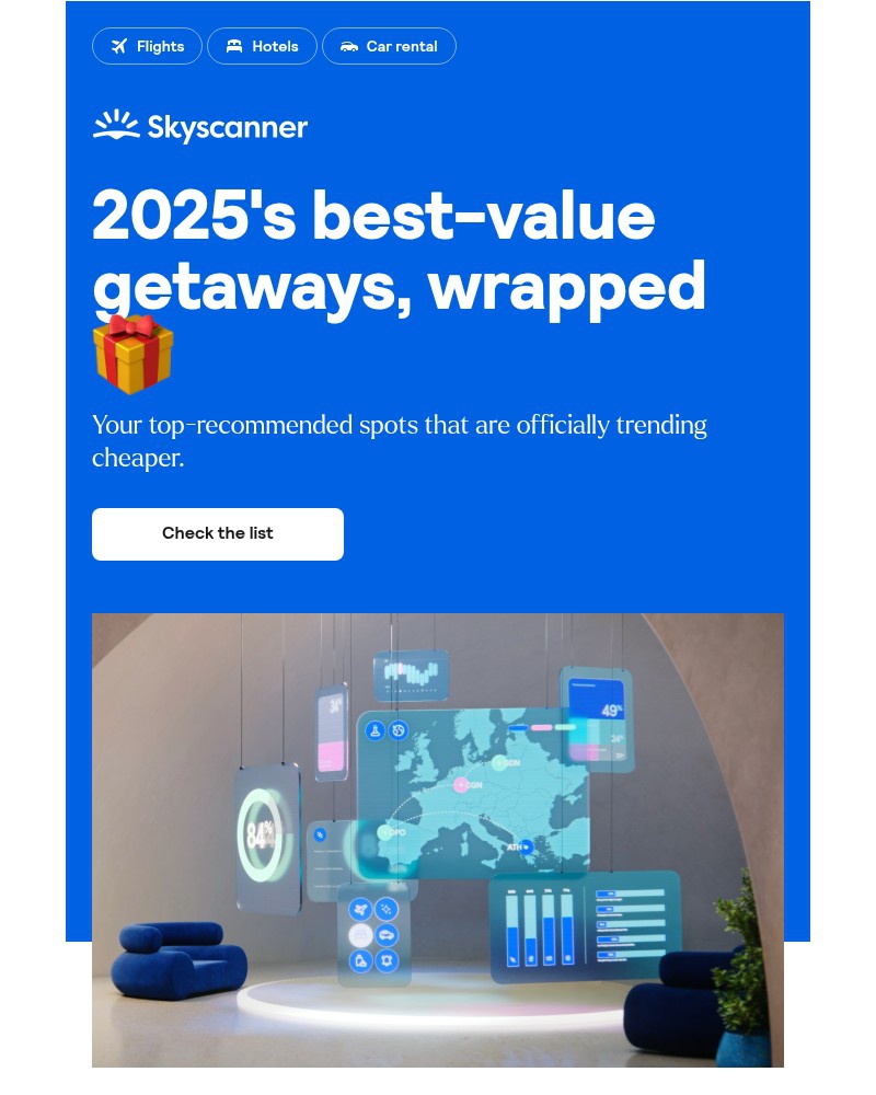 Screenshot of email sent to a Skyscanner Registered user