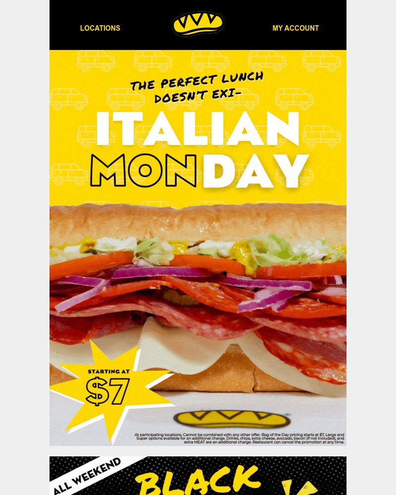 Screenshot of email sent to a Which Wich Registered user