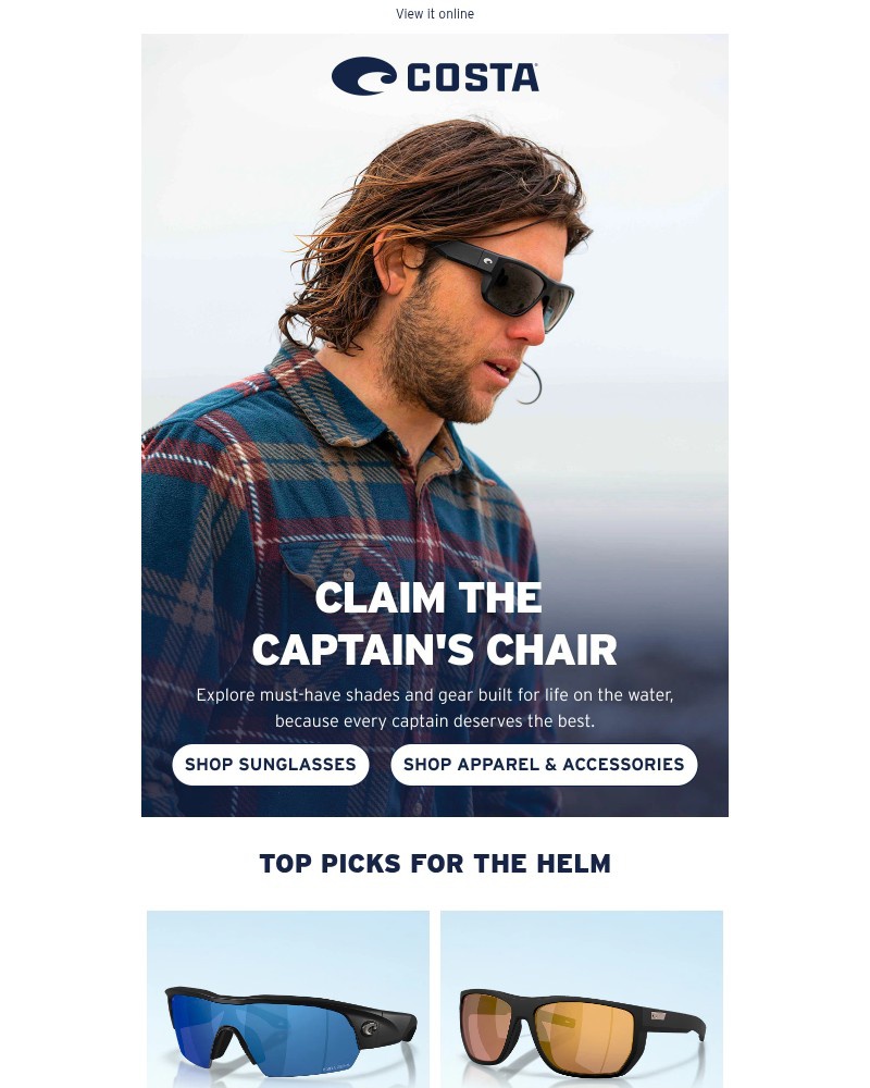 Screenshot of email sent to a Costa del Mar Newsletter subscriber