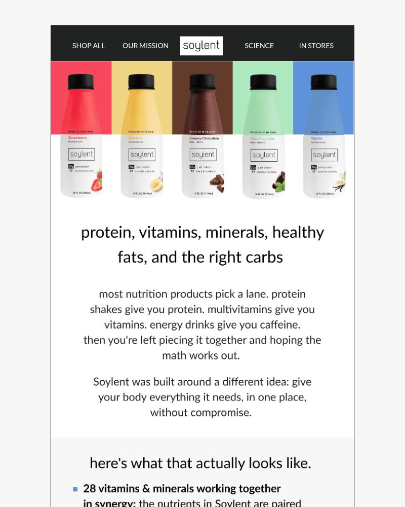 Screenshot of email sent to a Soylent Newsletter subscriber