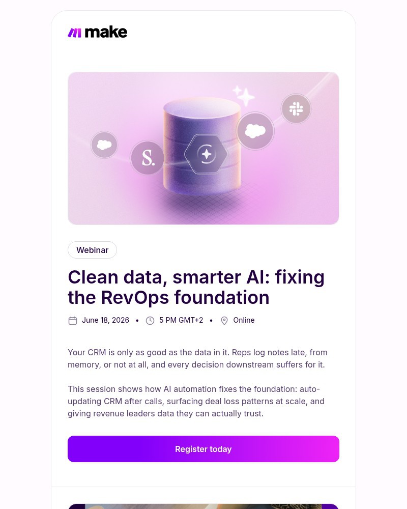 Screenshot of email sent to a Make Trial user