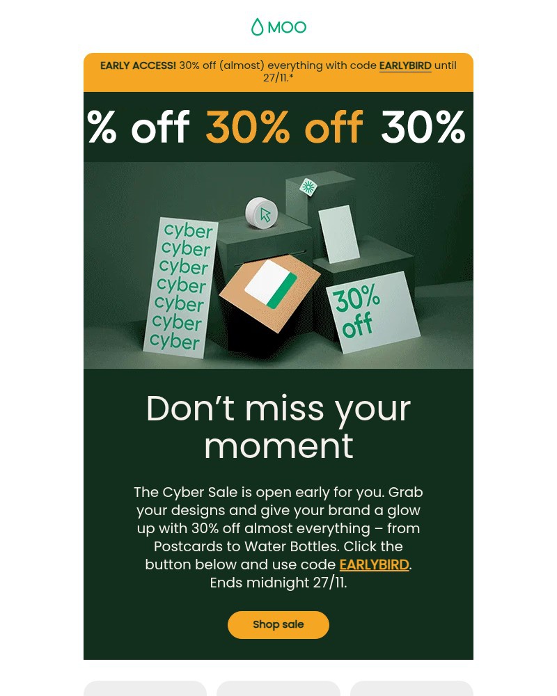 Screenshot of email sent to a Moo Newsletter subscriber