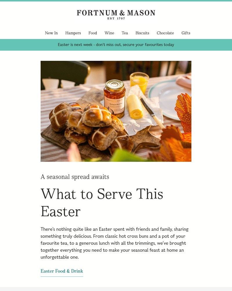 Screenshot of email sent to a Fortnum & Mason Newsletter subscriber