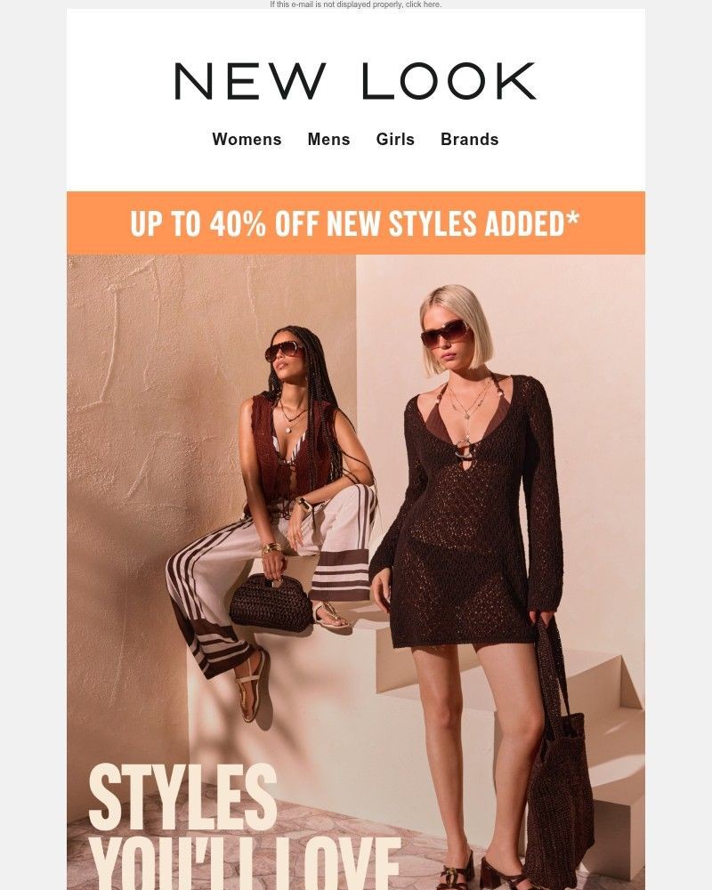 Screenshot of email sent to a New Look Newsletter subscriber