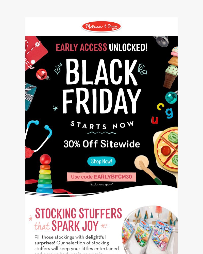 Screenshot of email sent to a Melissa & Doug Newsletter subscriber