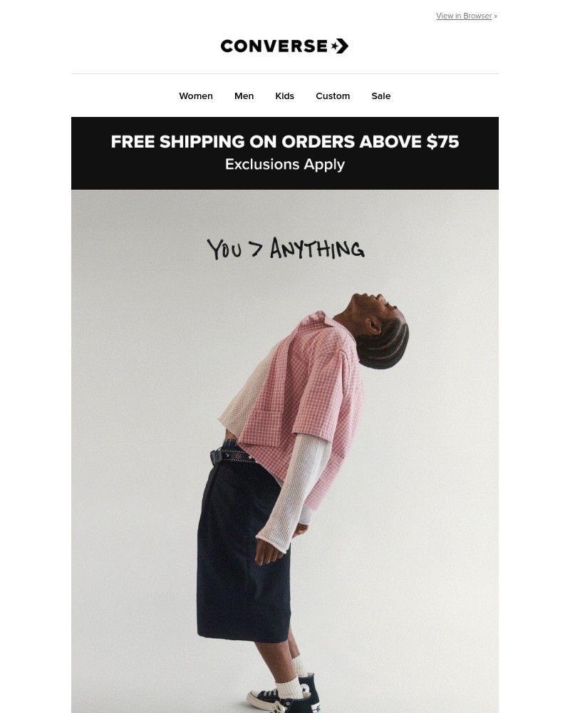 Screenshot of email sent to a Converse Newsletter subscriber