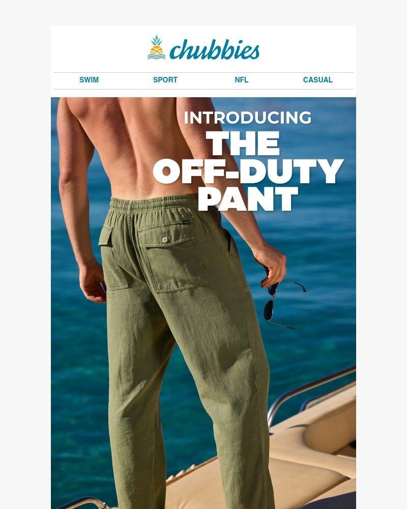 Screenshot of email sent to a Chubbies Newsletter subscriber