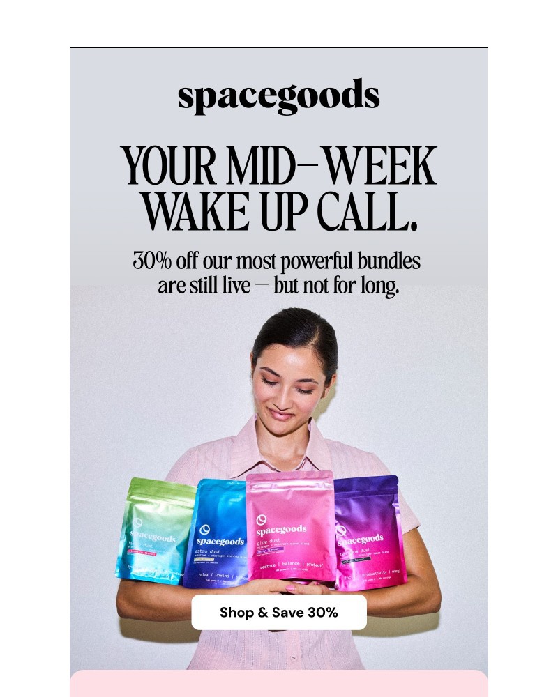 Screenshot of email sent to a Spacegoods Newsletter subscriber