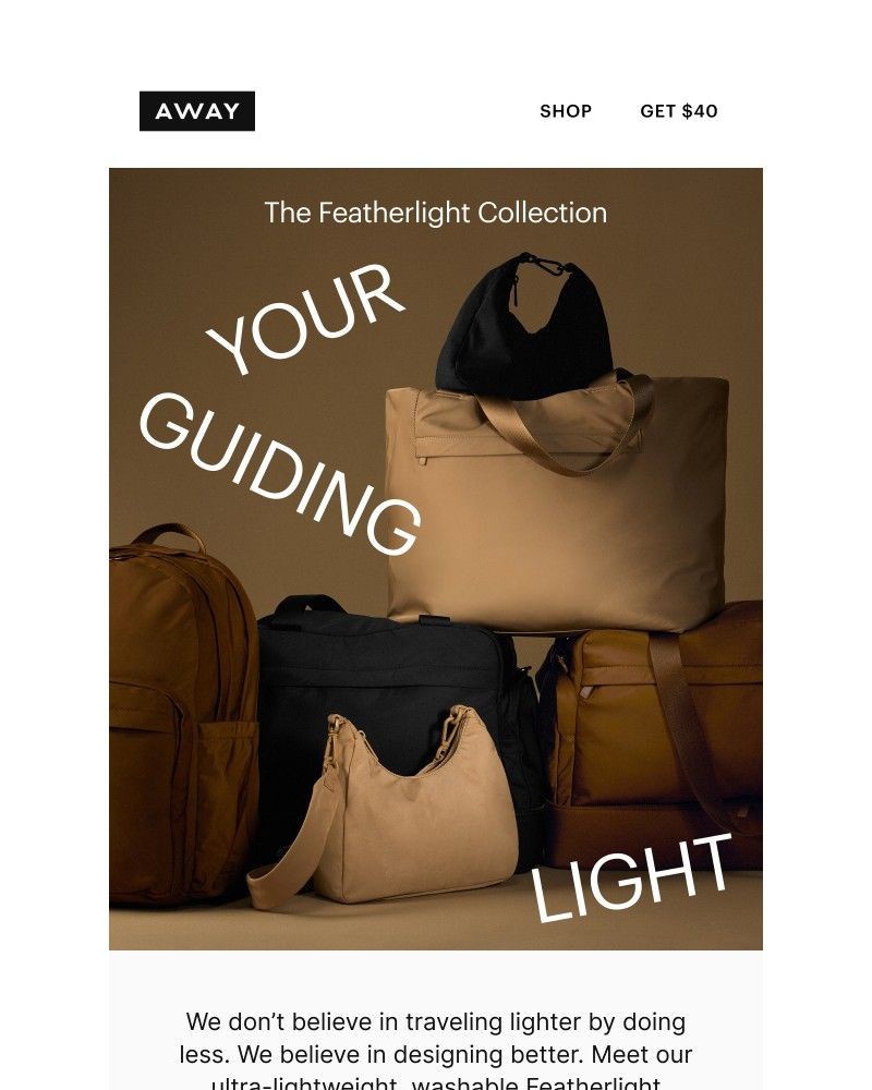 Screenshot of email sent to a Away Newsletter subscriber