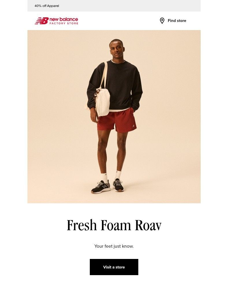 Screenshot of email sent to a New Balance Newsletter subscriber
