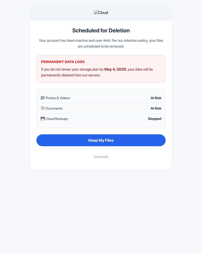 Screenshot of email with subject /media/emails/your-files-are-scheduled-for-deletion-action-required-f1fd78-cropped-0e4131e3.jpg