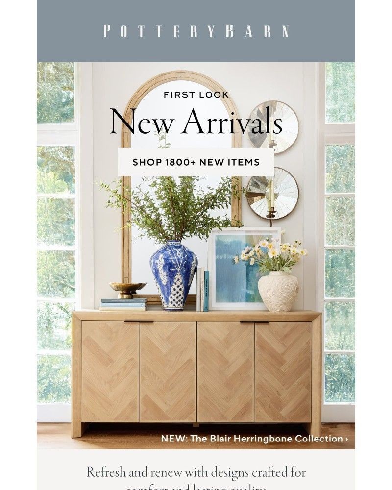 Screenshot of email sent to a Pottery Barn Newsletter subscriber