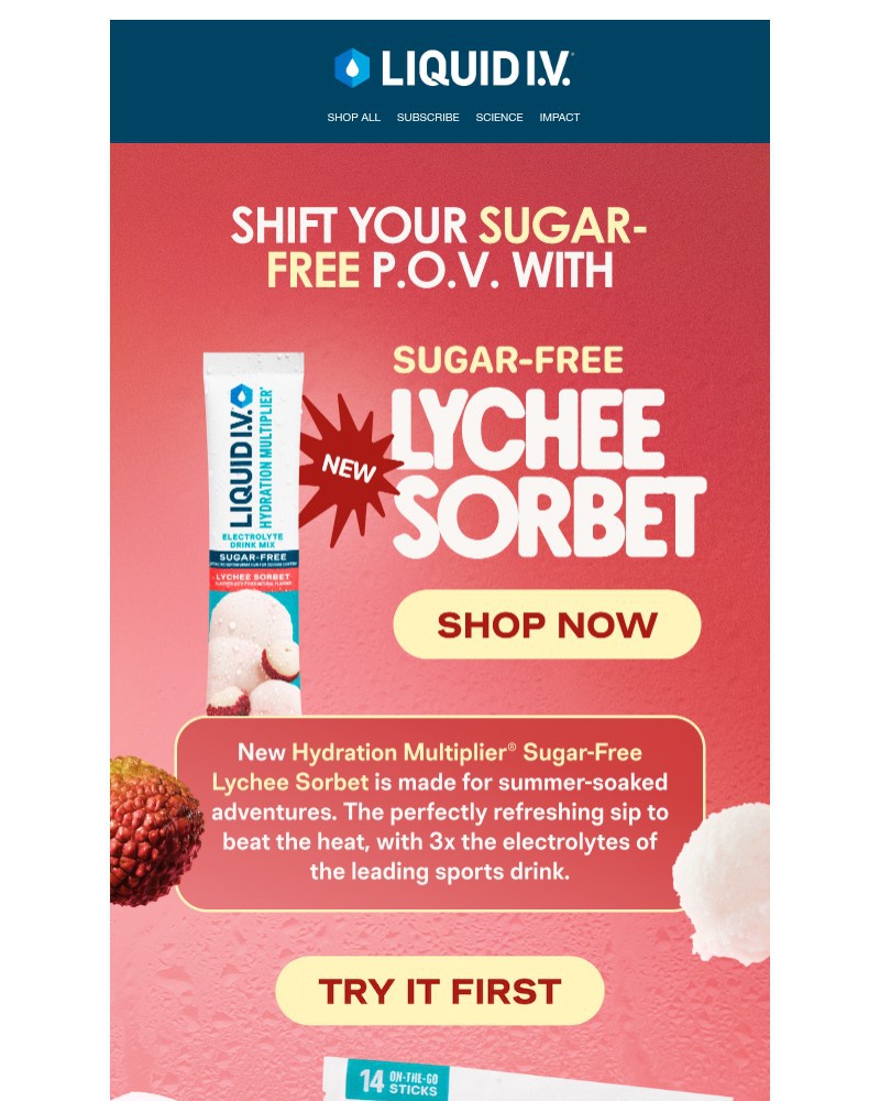 Screenshot of email sent to a Liquid I.V. Newsletter subscriber