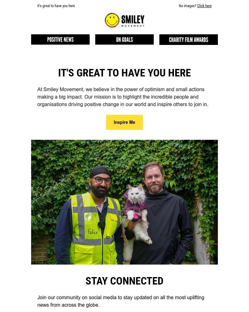 Screenshot of email sent to a Smiley Movement Newsletter subscriber