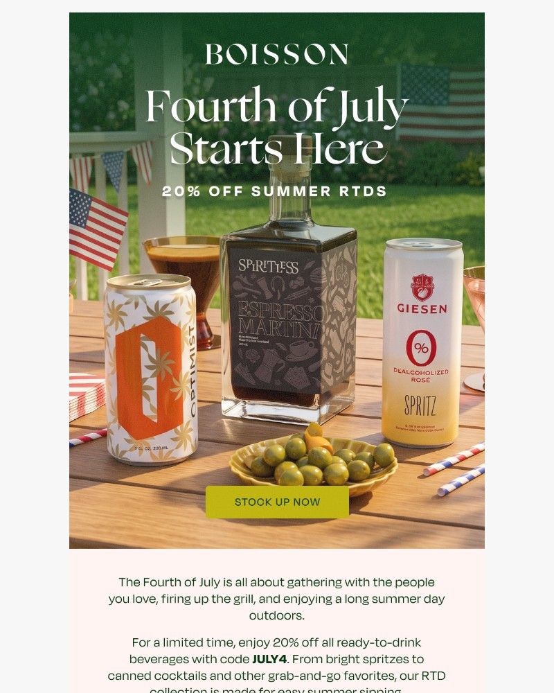Screenshot of email sent to a Boisson Newsletter subscriber
