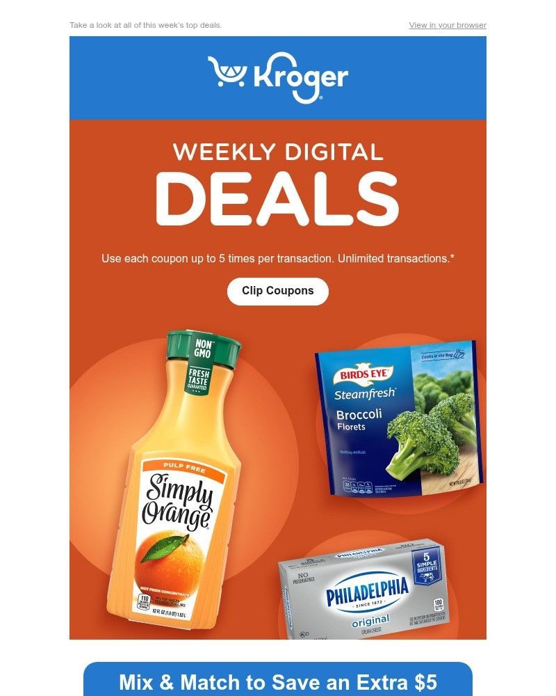 Screenshot of email sent to a Kroger Registered user