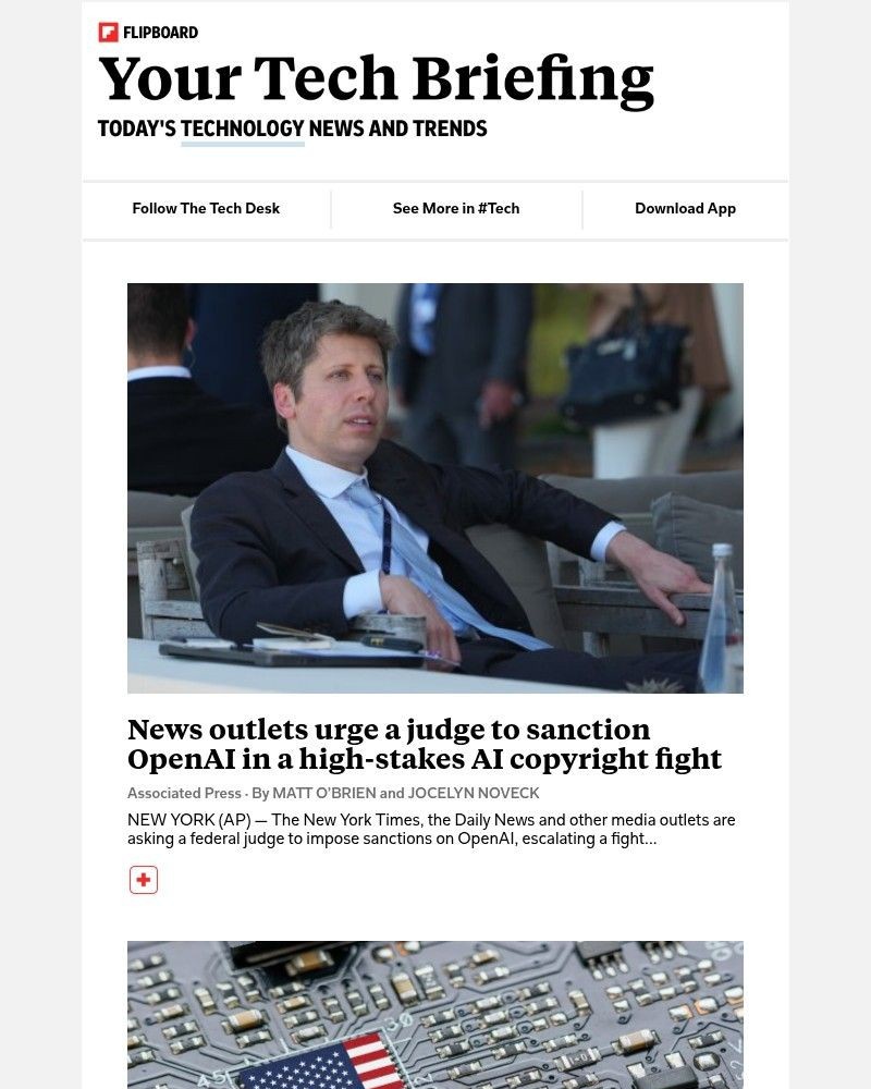 Screenshot of email sent to a Flipboard Registered user