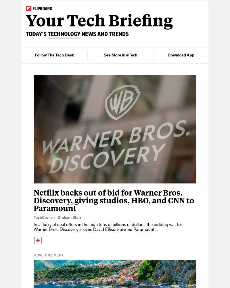 Screenshot of email sent to a Flipboard Registered user