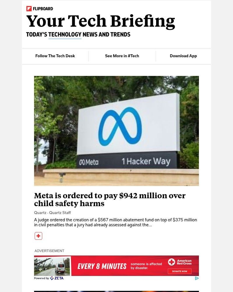 Screenshot of email sent to a Flipboard Registered user