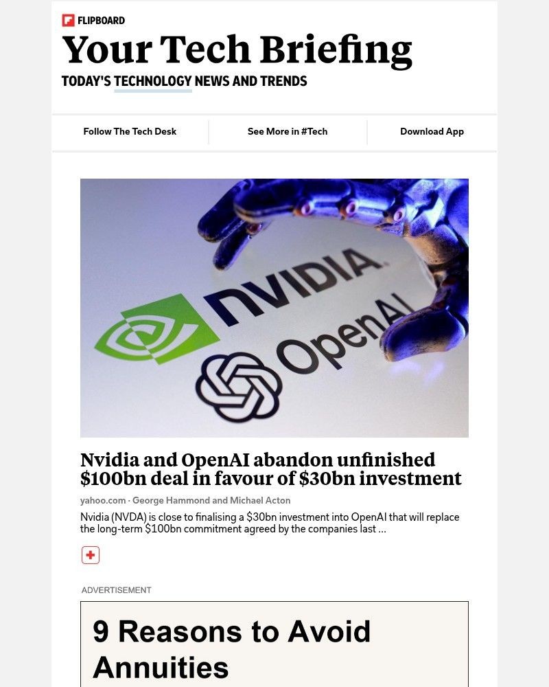 Screenshot of email sent to a Flipboard Registered user