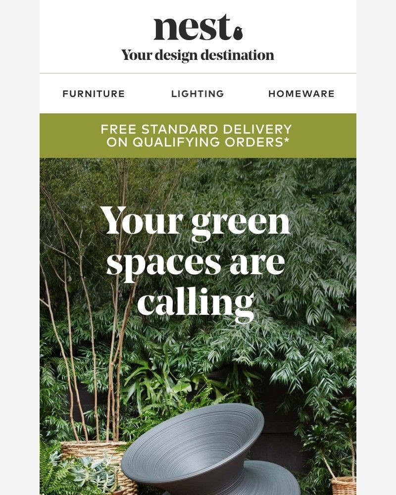 Screenshot of email sent to a Nest Furniture Cart abandoner