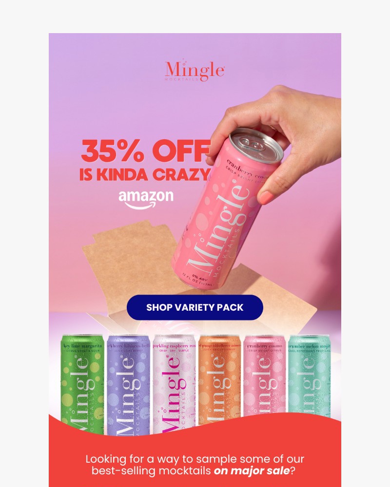 Screenshot of email sent to a Mingle Mocktails Newsletter subscriber
