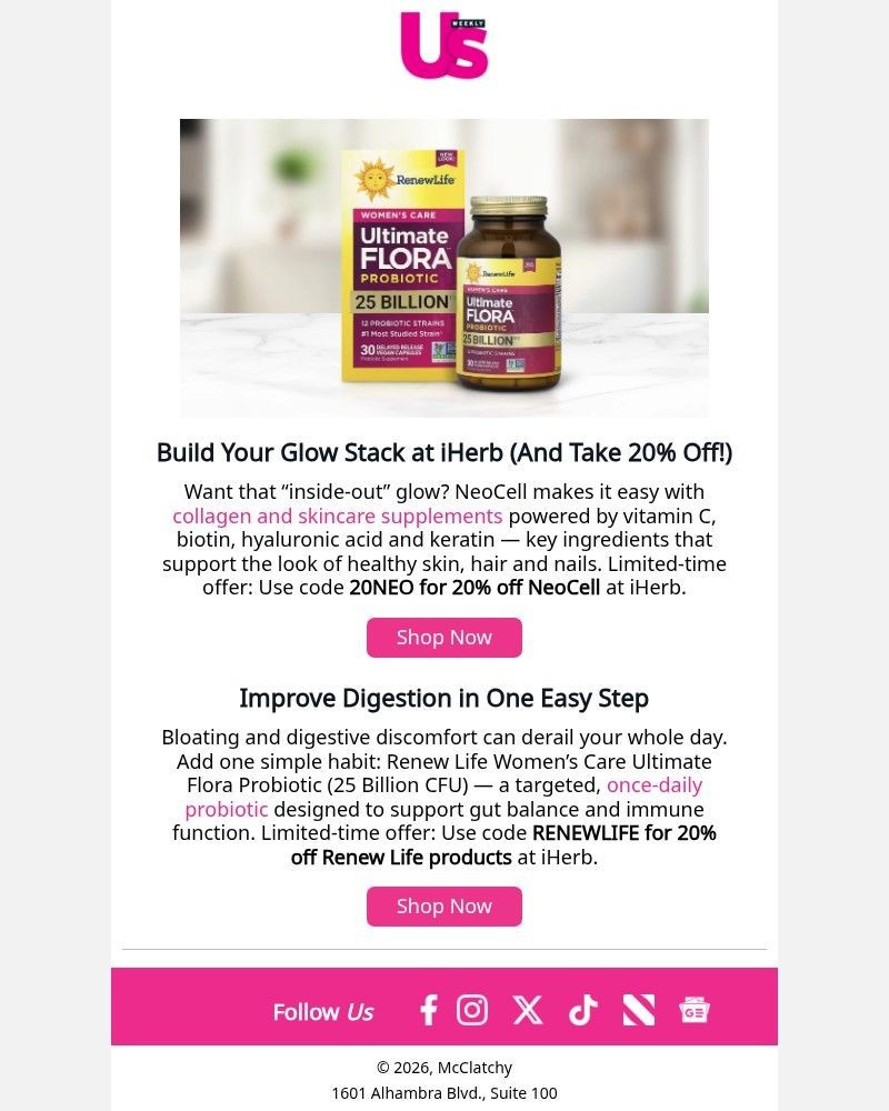 Screenshot of email sent to a Us Weekly Newsletter subscriber