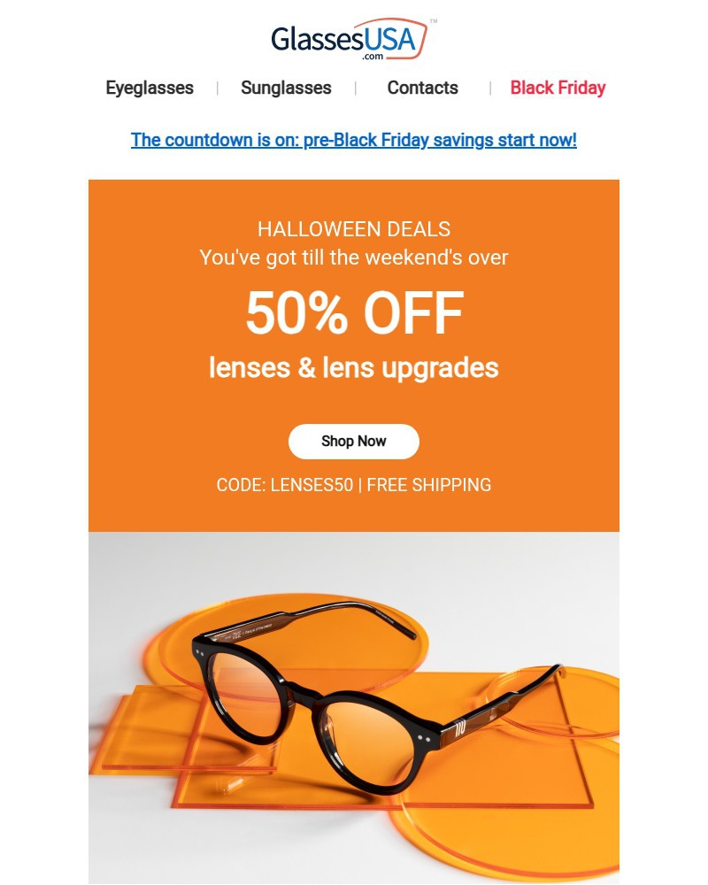 Screenshot of email sent to a Glasses USA Newsletter subscriber