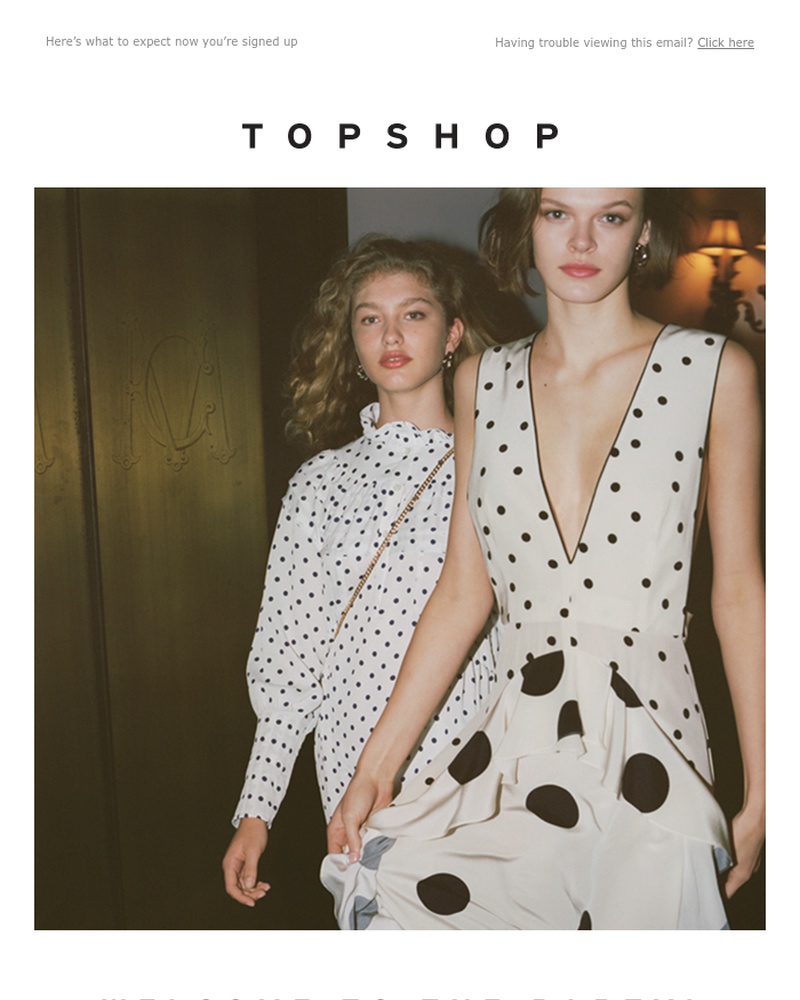 Screenshot of email sent to a Topshop Newsletter subscriber