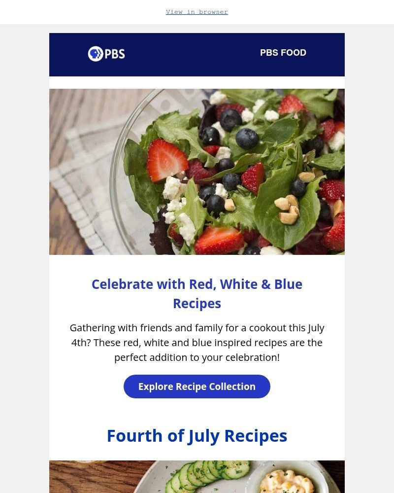 Screenshot of email sent to a PBS Newsletter subscriber