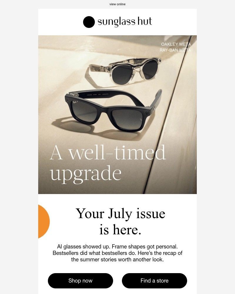 Screenshot of email sent to a Sunglass Hut Newsletter subscriber