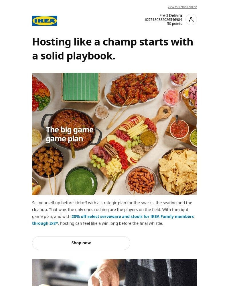 Screenshot of email sent to a Ikea Registered user