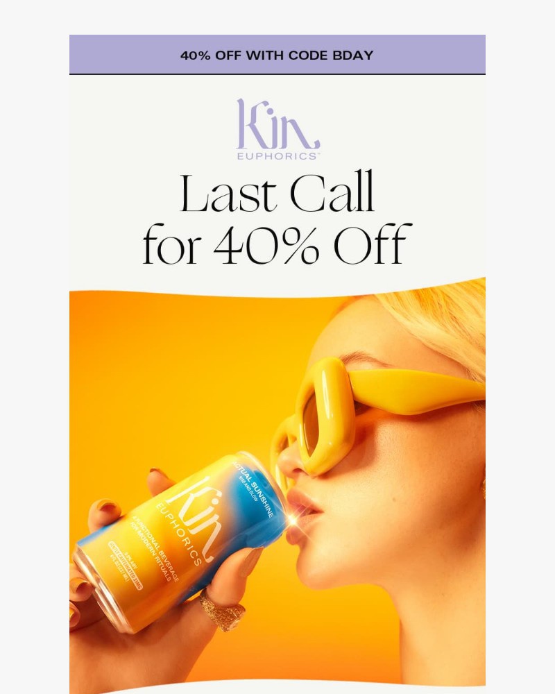 Screenshot of email sent to a Kin Euphorics Newsletter subscriber