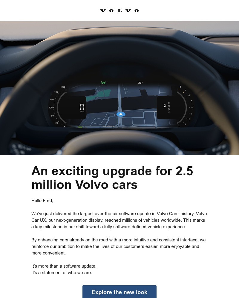 Screenshot of email sent to a Volvo Newsletter subscriber
